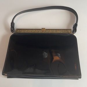 vintage After Five 1960’s purse black patent leather handbag coin wallet